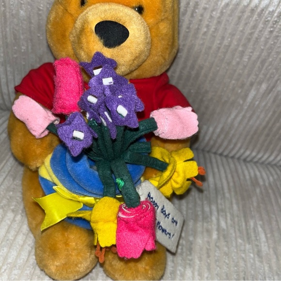 Disney Winnie the Pooh 16" Pooh With Flowers In Hunny Pot Plush - Picture 3 of 6